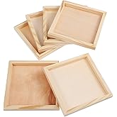 NOLITOY 4.7 Inch Wooden Trays, 6 Pcs Square Serving Boxes, Unfinished Small Wood Serving Tray for Crafts, Serving, and Home Decor