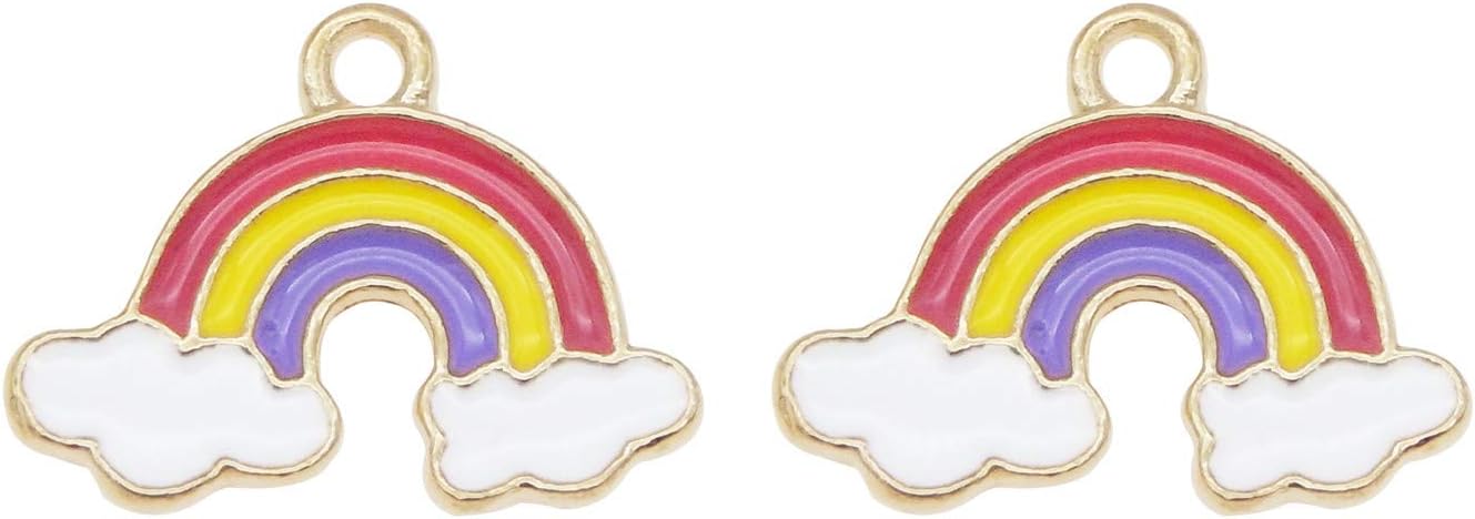 Julie Wang 20 Pieces Gold Back Enamel Metal Rainbow Clouds Charms Bracelets Earrings Necklaces Jewellery Pendants Handmade DIY Craft Accessories 19x14mm - Image 5