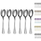 Dinner Spoons, Kyraton 6 Pieces 8" Stainless Steel Dinner Spoon, Soup Spoons, Spoons Sliverware Dishwasher Safe Set of 6