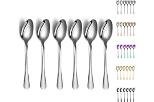 Dinner Spoons, Kyraton 6 Pieces 8" Stainless Steel Dinner Spoon, Soup Spoons, Spoons Sliverware Dishwasher Safe Set of 6