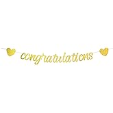 TUIC Gold Glitter Congratulations Graduation Banner - Perfect for College Graduation Party Decorati