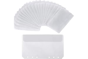 ACDESIGN 24Pcs A6 Binder Pockets With No Zippers,Clear Zipless Budget Envelopes for Cash System,Budget Cash Envelopes for 6-Ring Notebook Binder