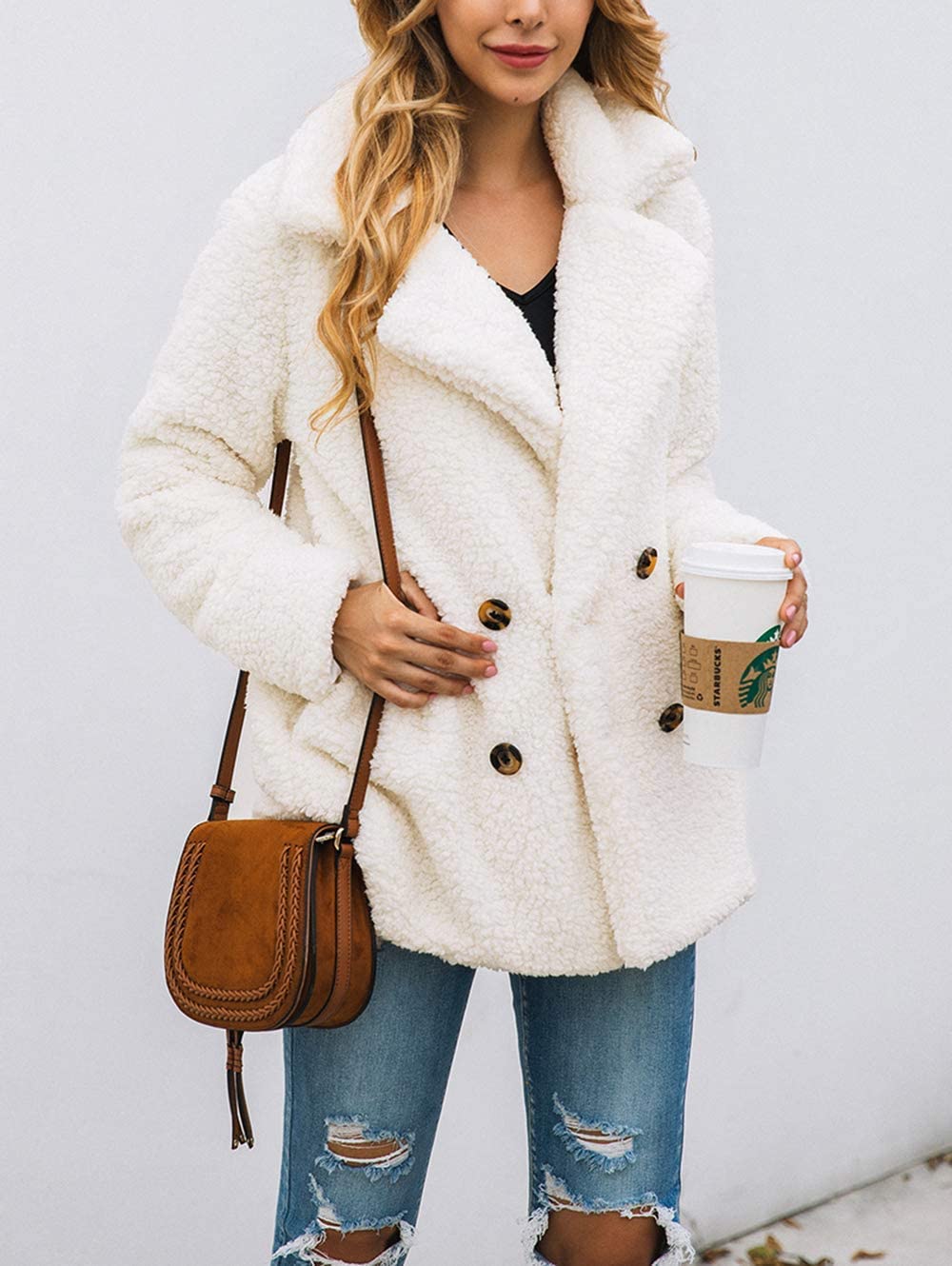 Zip Up Faux Shearling Shaggy Jacket