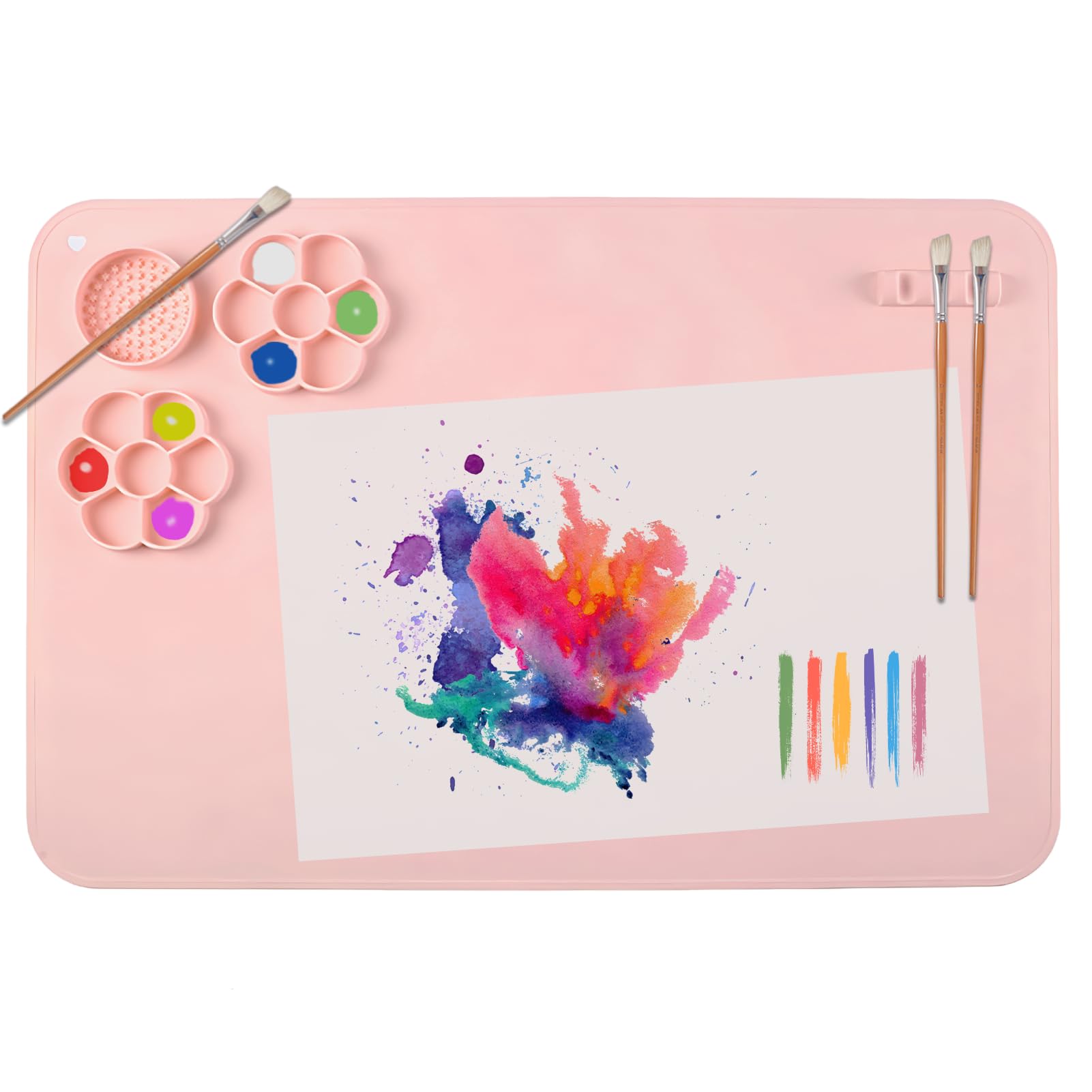 SOQKEEN Silicone Craft Mat, 24"×16" Reusable Craft Sheet for Painting, Watercolour, Clay & DIY Projects
