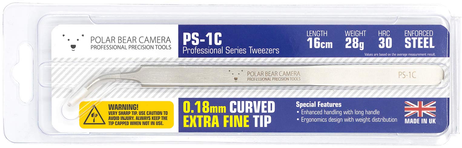 Extra Fine Tip Stainless Steel Tweezers (157mm/0.18mm/Curved) Made in England for Professional/Industrial Use Only