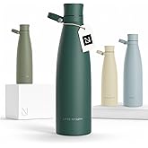 LARS NYSØM Stainless Steel Insulated Water Bottle 25oz 34oz | Insulated Thermo Flask for Hot and Cold Beverages | Leakproof Drinking Bottle (Pine Green, 33.9oz)