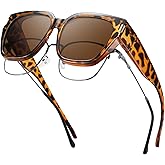 HAOLOTA Polarized Fit Over Glasses Sunglasses for Women Men Trendy Square Wrap Around Shades UV Protection