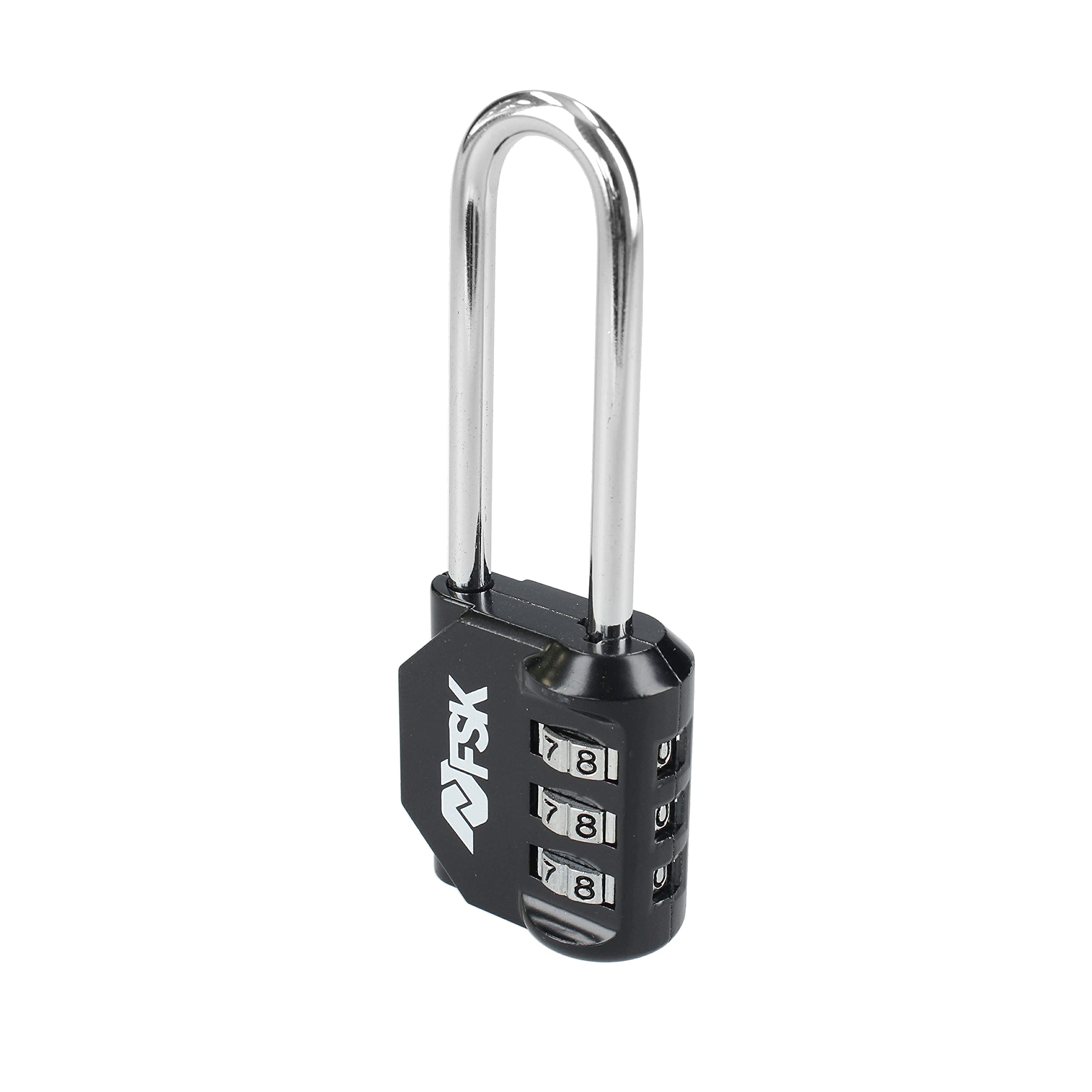 Ferrestock FSKCAN329BK 3-Digit Combination Luggage Gym Lockers Long 55mm Zinc Steel Bow, Black/White, Grande