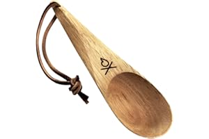 überleben Dursten Kanu Spoon Camping Flatware - Nordic Wooden Spoon Camping Utensil - Reusable Wooden Utensil w/Lanyard & Carabiner - Lightweight Wooden Eating Utensil - Handcrafted Natural Hardwood