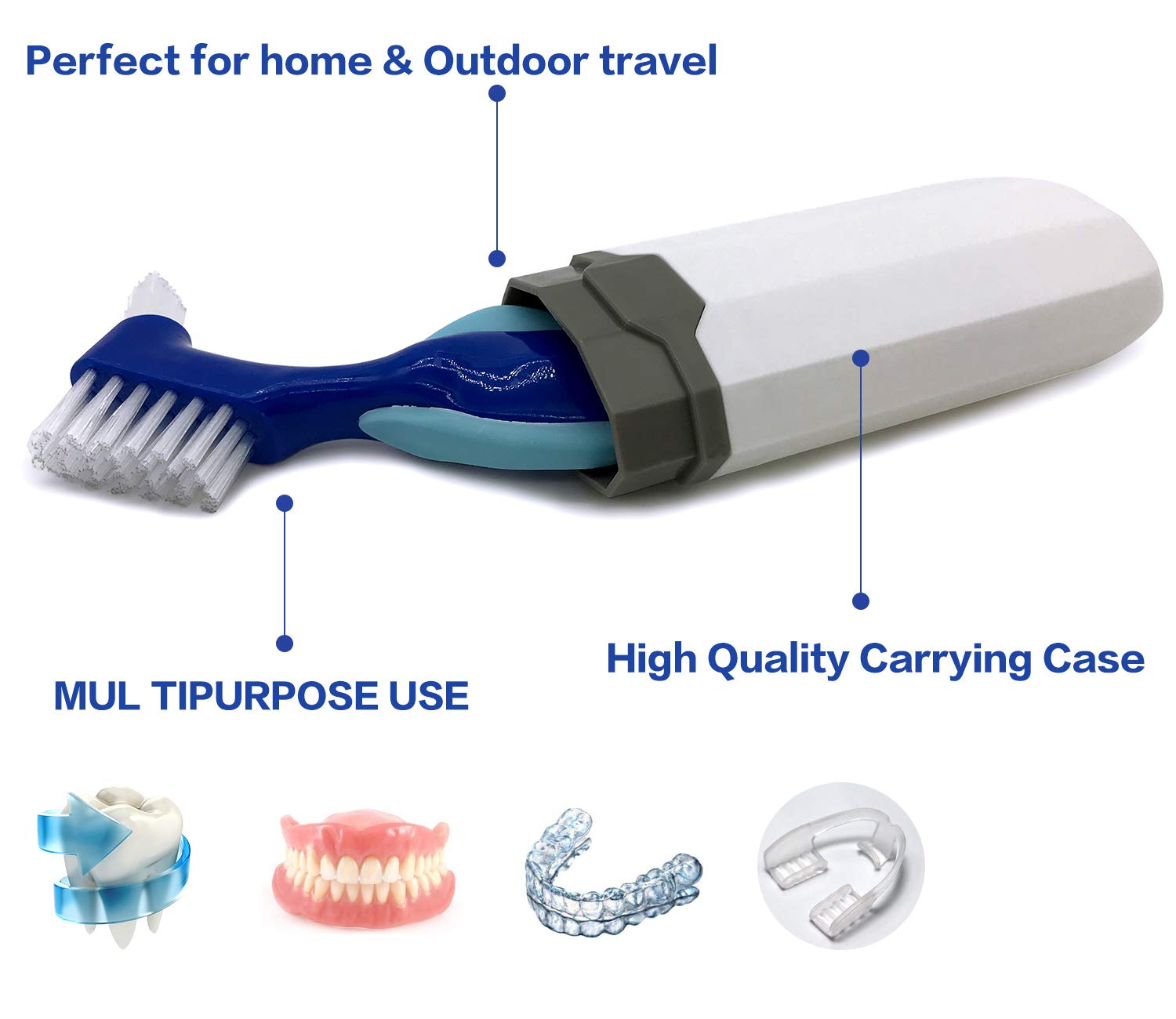 Denture Case, Denture Cups Bath, Toothbrush with hard denture, Dentures Container with Basket Denture Holder for Travel, Mouth Guard Night Gum Retainer Container (Black) : Beauty