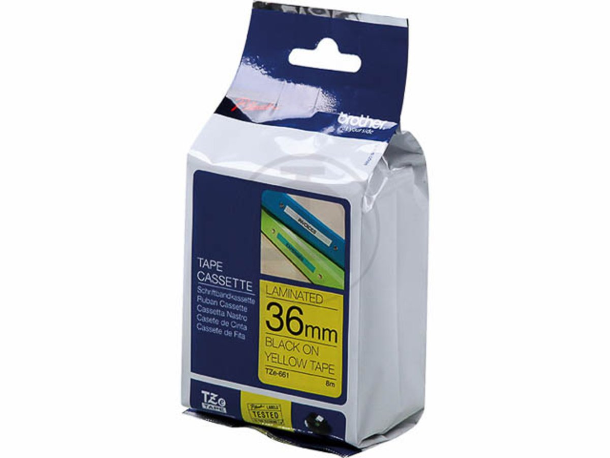 Brother TZe-661 Laminated 36mm Tape Cassette - Black on Yellow