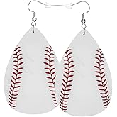 Baseball Sport Ball Teardrop Earrings For Women, Dangle Earrings Jewelry For Women, Lightweight Faux Leather Earrings Gifts