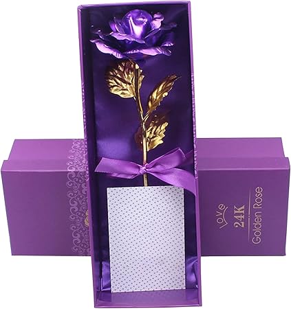 Fesjoy Flor Rosa de Oro,Flor de Rosa Falsa Regalo de Flor de Rosa de Oro