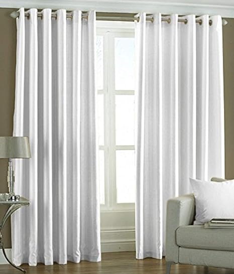 Buy Home Furnishings Faux Silk Curtains White Set Of 2 Online At