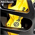 R&G HIGH TEMP Brembo Brake Caliper Decals Sticker Set of 4 Decals + Instructions + Decal Surface Preparation Solution (Black)