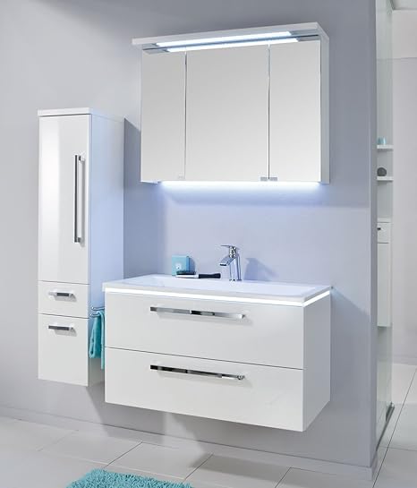 Puris In Line Bathroom Furniture Set Wash Basin Cabinet 2d Mirror