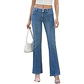 OFLUCK Jeans for Women Bell Bottom Jeans for Women Stretchy Mid Waisted Wide Flare Curvy Denim Pants