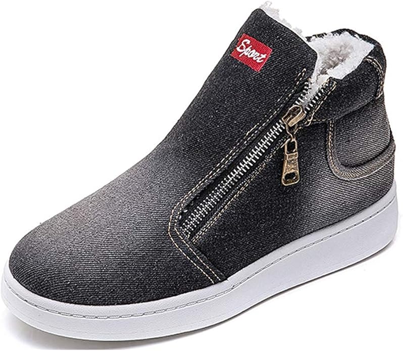 FIRENGOLI Women's Winter Denim Snow Boots Casual Fleece Lined Flat Heel