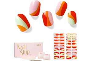 NAILOG Semi Cured Gel Nail Strips, 34 pcs Salon-Quality Gel Nail Stickers, Long Lasting Nail Wraps for Women with Soft Gel Finish | Lollipop