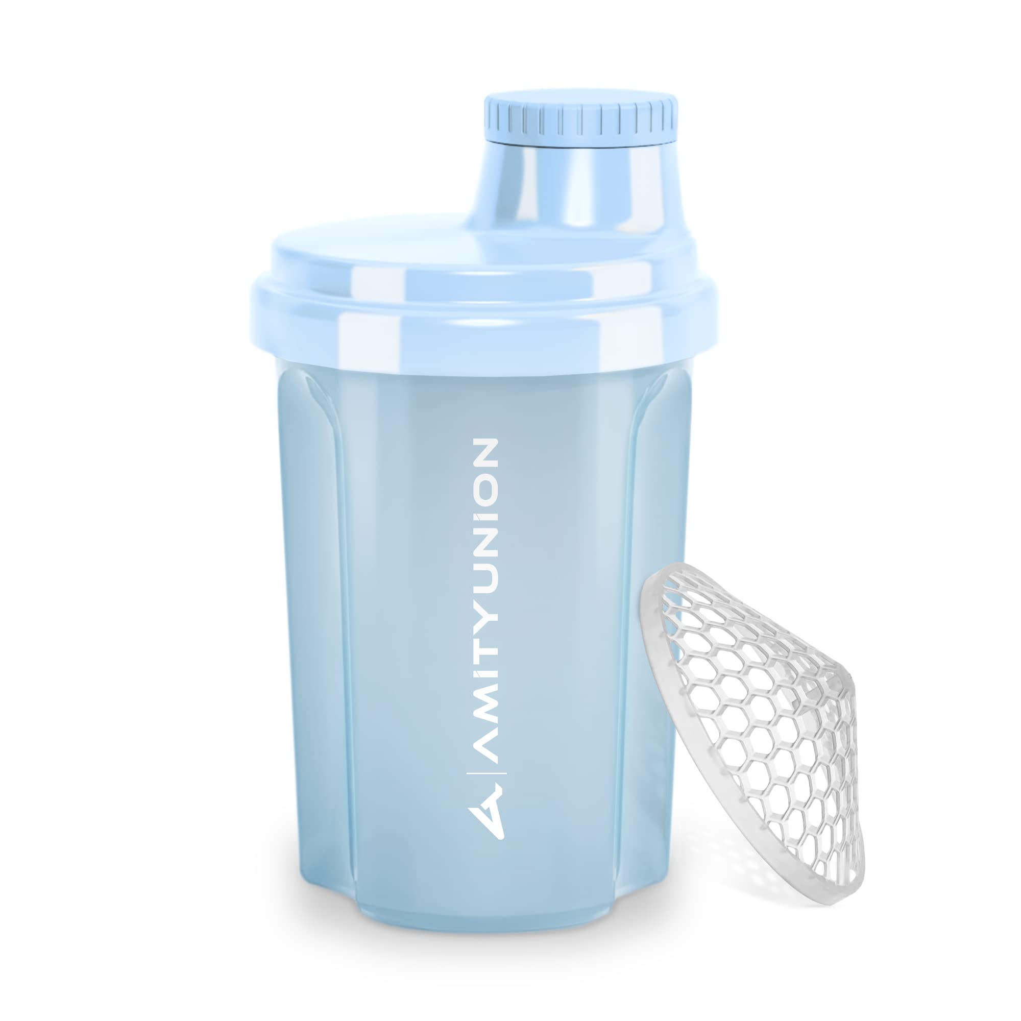 Protein Shaker 300 ml "Heaven" Leak-Proof, BPA with Clickable Strainer & Scale for Creamy Whey Shakes, Gym Fitness Mug for Isolate & Sport Concentrates, Protein Shaker, Original in Sky Blue