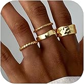 Fansilver Stackable Chunky Gold Rings for Women Non Tarnish Dainty 14K Gold Plated Stacking Thumb Rings Set Trendy Gold Wedding Band Ring Size 5-11