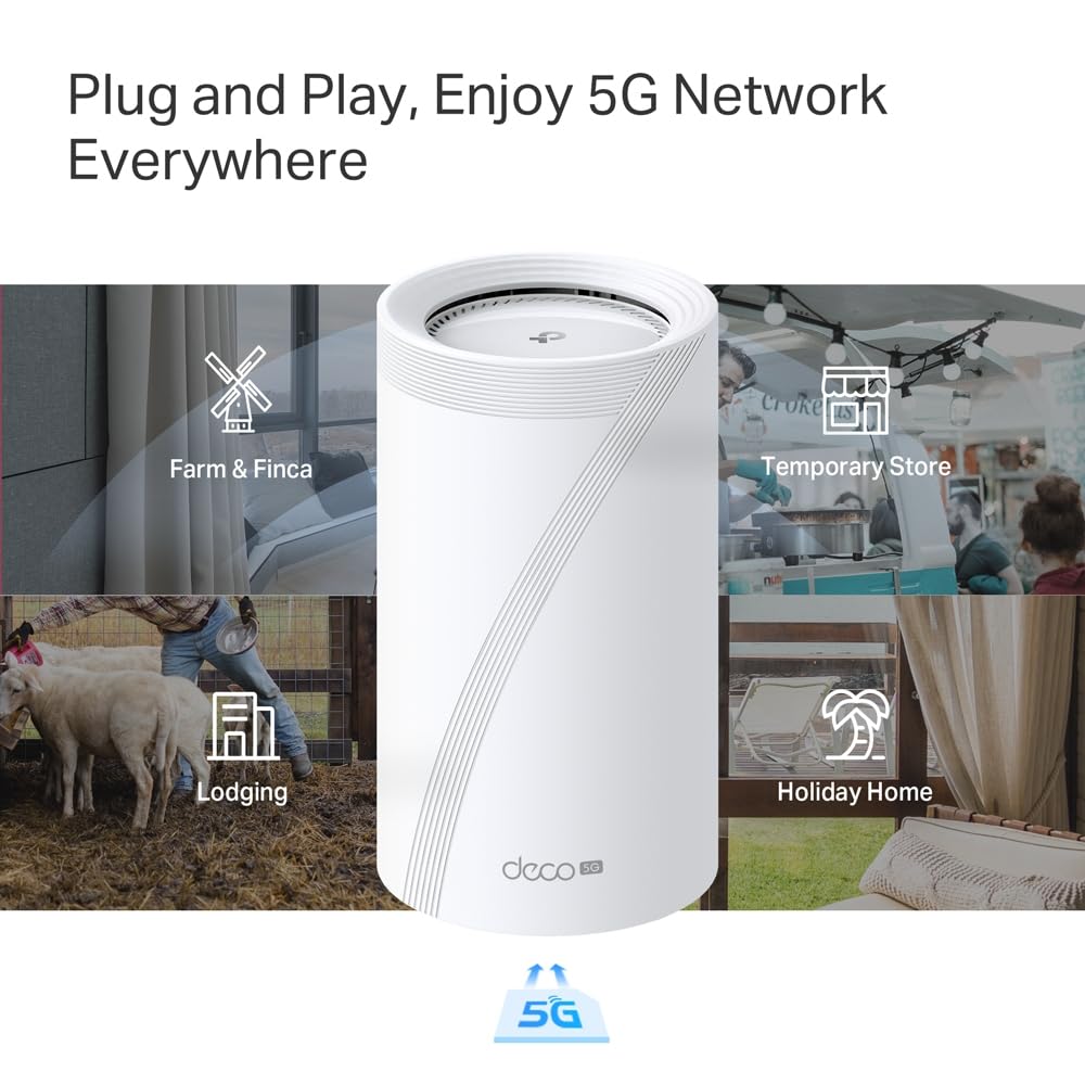 Tp-Link Deco Be65 5G(1-Pack) Whole Home Mesh Wi-Fi 7 System, Be9300 Tri-Band Wifi Booster, Ai-Driven Wifi Router, Connect Over 200 Devices, 2.5G Connectivity Wired &Amp;Wireless, Gaming&Amp;4K, Easy Setup - View 6