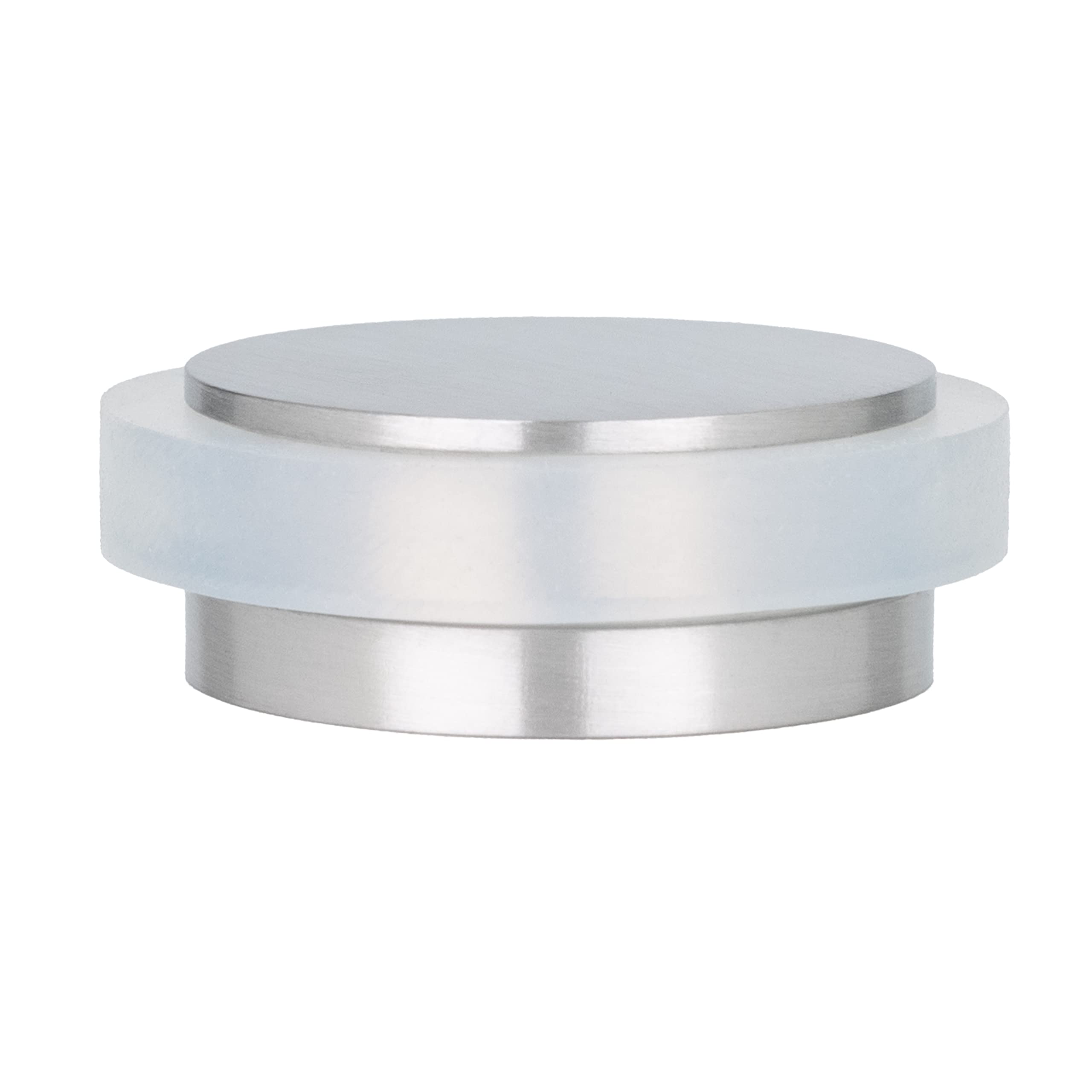 EVI Herrajes Decorative Adhesive Door Stopper, Mini Size, Stainless Steel, White Rubber