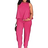 BXBY Two Piece Sets for Women Summer Pleated Ruffle Hem Sleeveless Top Wide Leg Pant Outfits Casual Vacation 2025 Tracksuit