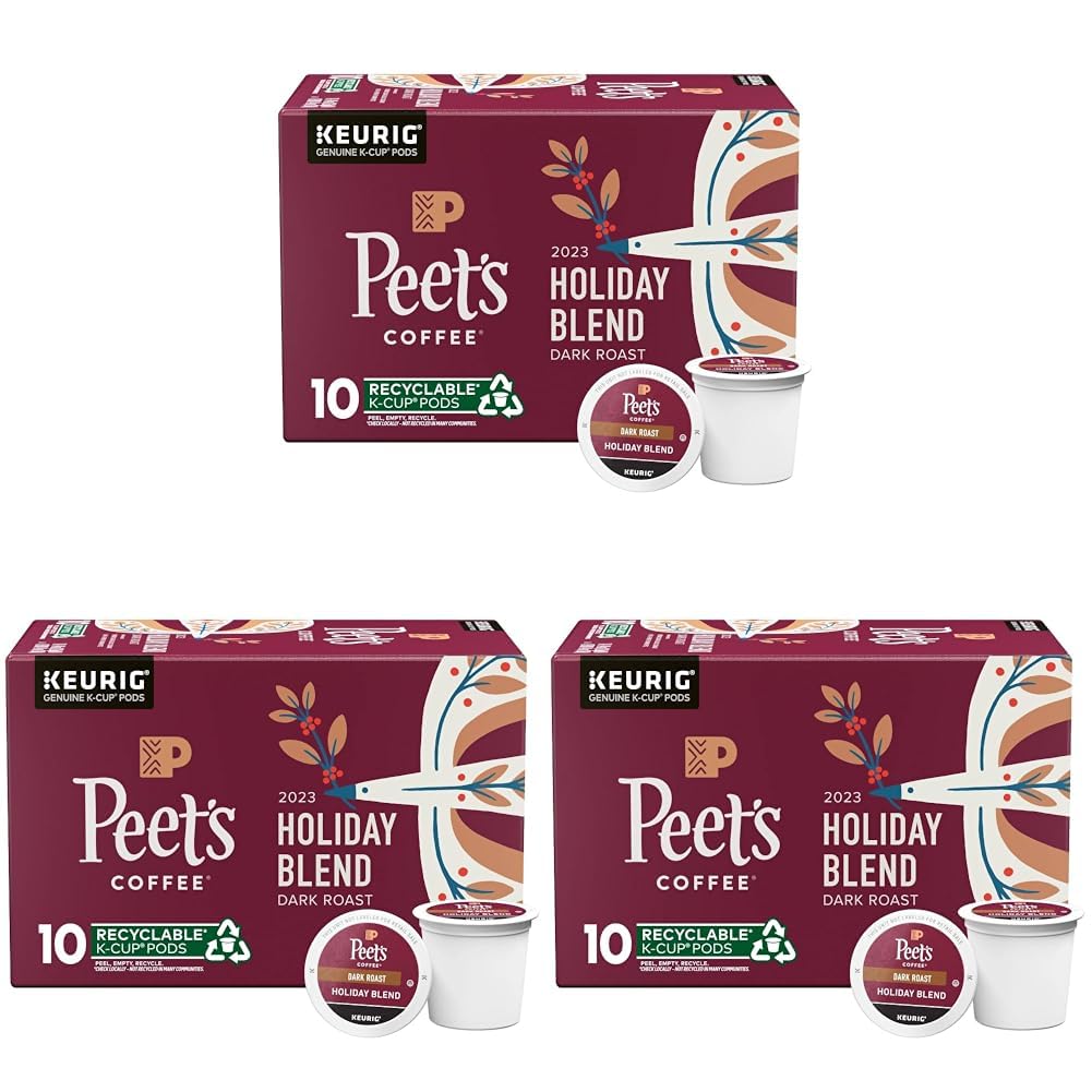 Peet's Coffee, Dark Roast Keurig K-Cup Pods - Holiday Blend 10 Count (1 Box of 10 K-Cup Pods) (Pack of 3) Image