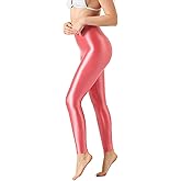 SOFSOT Plus Size High Waist Workout Leggings Shiny Pilates Pants Shimmer Yoga Tights for Women