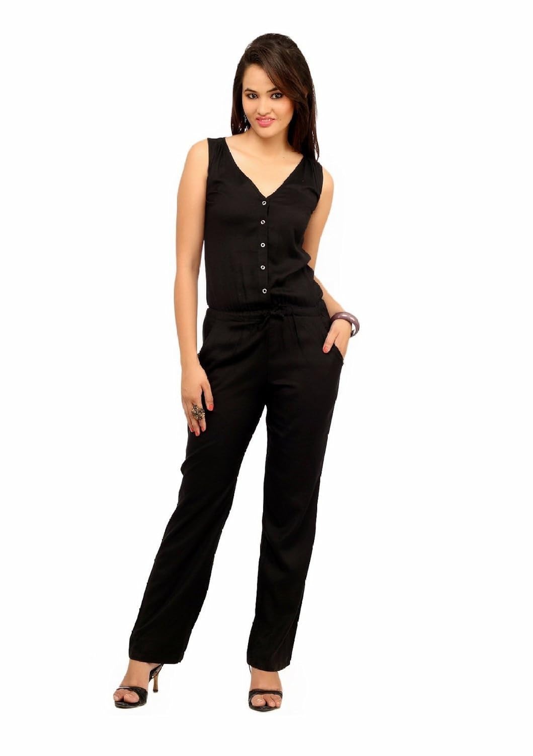 cottinfab two pockets black jumpsuit