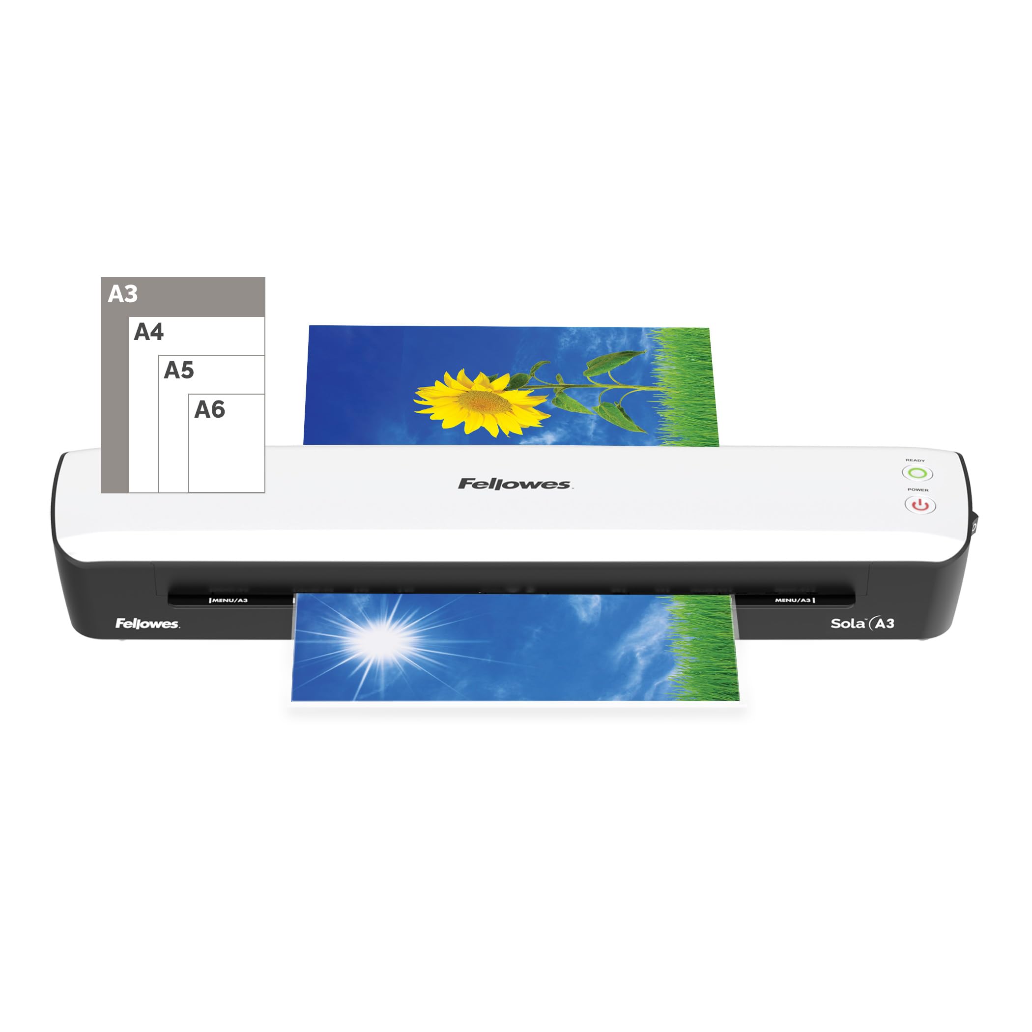 Fellowes Sola A3 Laminator Machine for Home Use - Fast 4 Minute Warm Up Time with Auto Shut Off Feature - 80-125 Micron - White