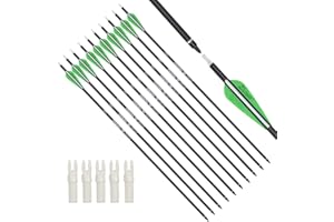 WANGQIN ARCHERY Archery Bow Carbon Arrow Hunting Target Practice Arrows 26 28 30 Inch with Removable Tips for Compound & Recurve Bow Spine 500 6PCS 12PCS Pack