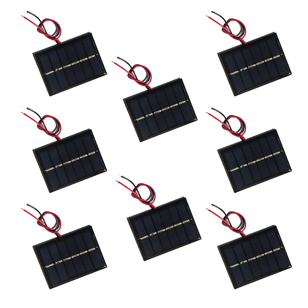 NUZAMAS Set of 8 Pieces 3V 65x48MM Micro Mini Solar Panel Cells, wired, For Solar Power Energy, DIY Home, Garden Light, Science Projects - Toys - Battery Charger