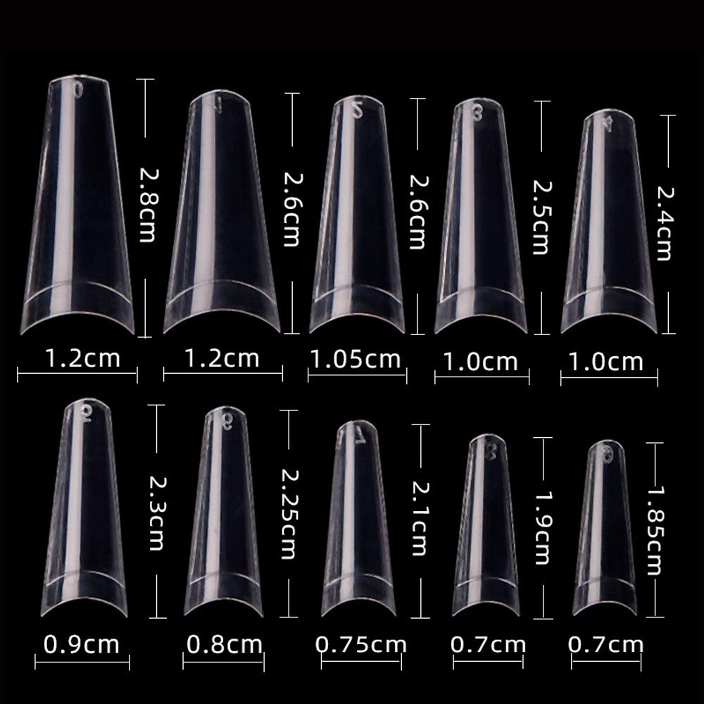 AORAEM French Tip Nails Acrylic Nail Clear Half Fake Nail Tips 500Pcs Lady French Press on Nail with Box (Clear-Box): Beauty