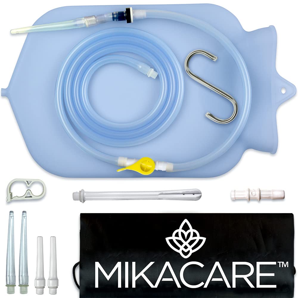 Photo 1 of Mikacare Enema Bag Kit Clear Non-Toxic Silicone. for Coffee and Water Colon Cleanse. 6 Foot Long Hose, BPA and Phthalates Free, 6 Tips 3 Quart