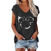 VKEGNIO Magical Tank Tops for Women Cute Graphic Printed V-Neck Tee Casual Summer Family Vacation Sleeveless Shirt Tops