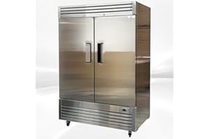 COOLER DEPOT Commercial Refrigerator 2 doors Stainless Steel Solid 54" Width, Capacity 43Cuft, 110V for Restaurant Kitchen Cooler Fridge all32dup1