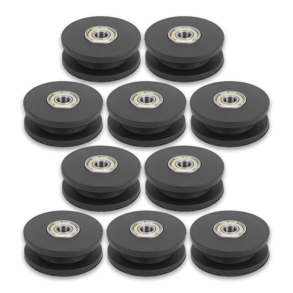 Keenso 10 Pcs 50mm Nylon Bearing Pulley Wheel Fitness Bearing Pulley Wheel Replacement Home Gym Equipment Machine Attachments Exercise Strength Training Accessory Combination fitness products