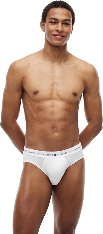 Herren 3er Pack Unterhosen Hip Briefs mit Logobund, Mehrfarbig (Mid Hthr/Blck/Th Wht), S — Foto 6 von 6