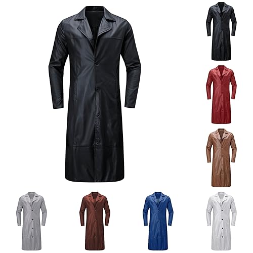 Jackets for Men UK Long Fashion Coats Leather Jacket Mens Cardigan Coats Button Solid Color Jackets Trench Coat Men Waterproof Jacket Mens Winter Coat