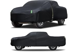 QUALENCEY Car Cover Waterproof All Weather Full Outdoor Pickup Truck Cover Rain UV Protection, Size T1 Universal Fit for Ford Ranger/F150 Chevy C10 S10,Nissan Frontier,ect.(Fit Truck Length UP to 220inch)