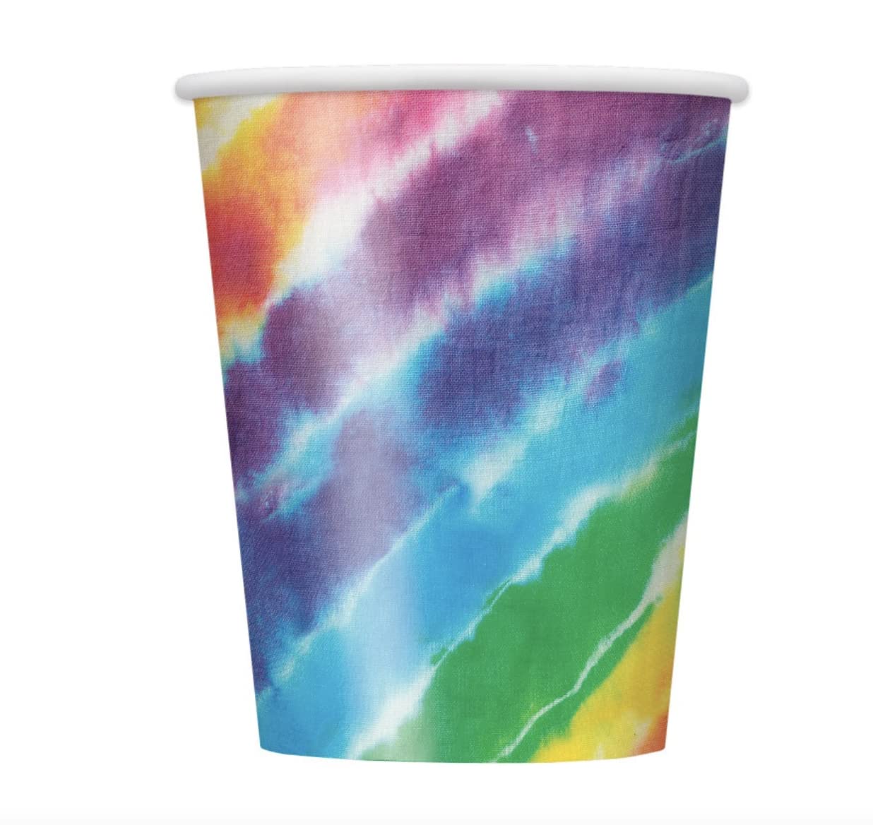 Unique Party 99106 - 9oz Rainbow Tie Dye Paper Cups, 8 Count (Pack of 1)
