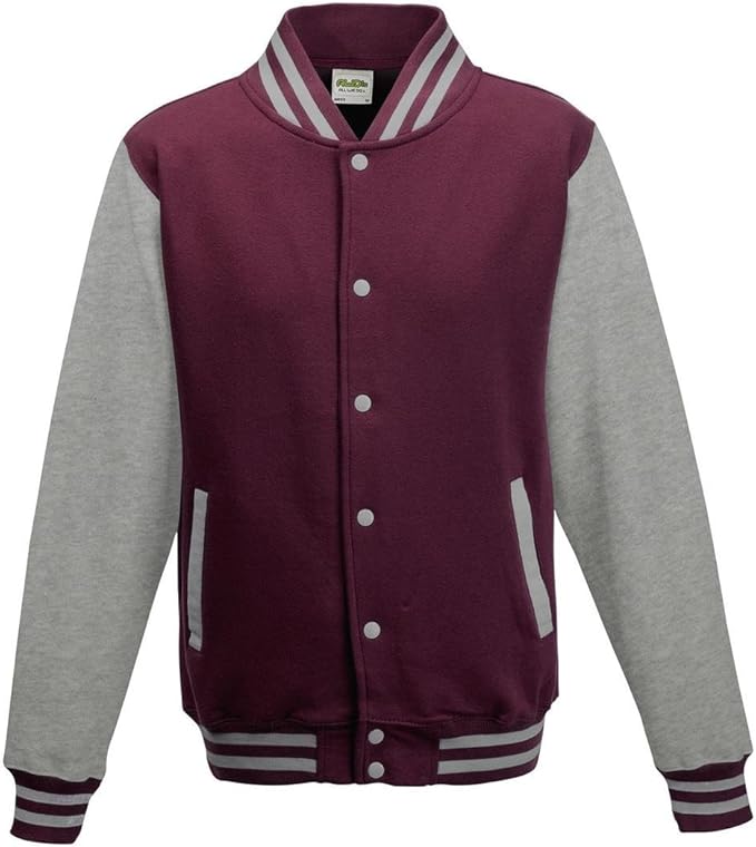 Just Hoods by AWDis Varsity Letterman College Jacket Burgundy/Heather