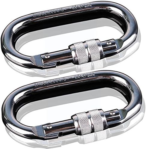2 Sets of Rock Climbing Carabiner (25KN = 5600 pounds) O-Shaped Super-Strength Steel Screws Lock Anti-Fall Safety Equipment | Camping Outdoor Hiking Climbing Climbing | Quality Quality Maximization