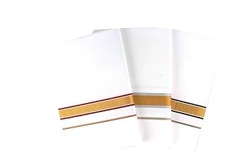 Indhirani Mens White Dhoti,(Size:2m,Combo of 3)
