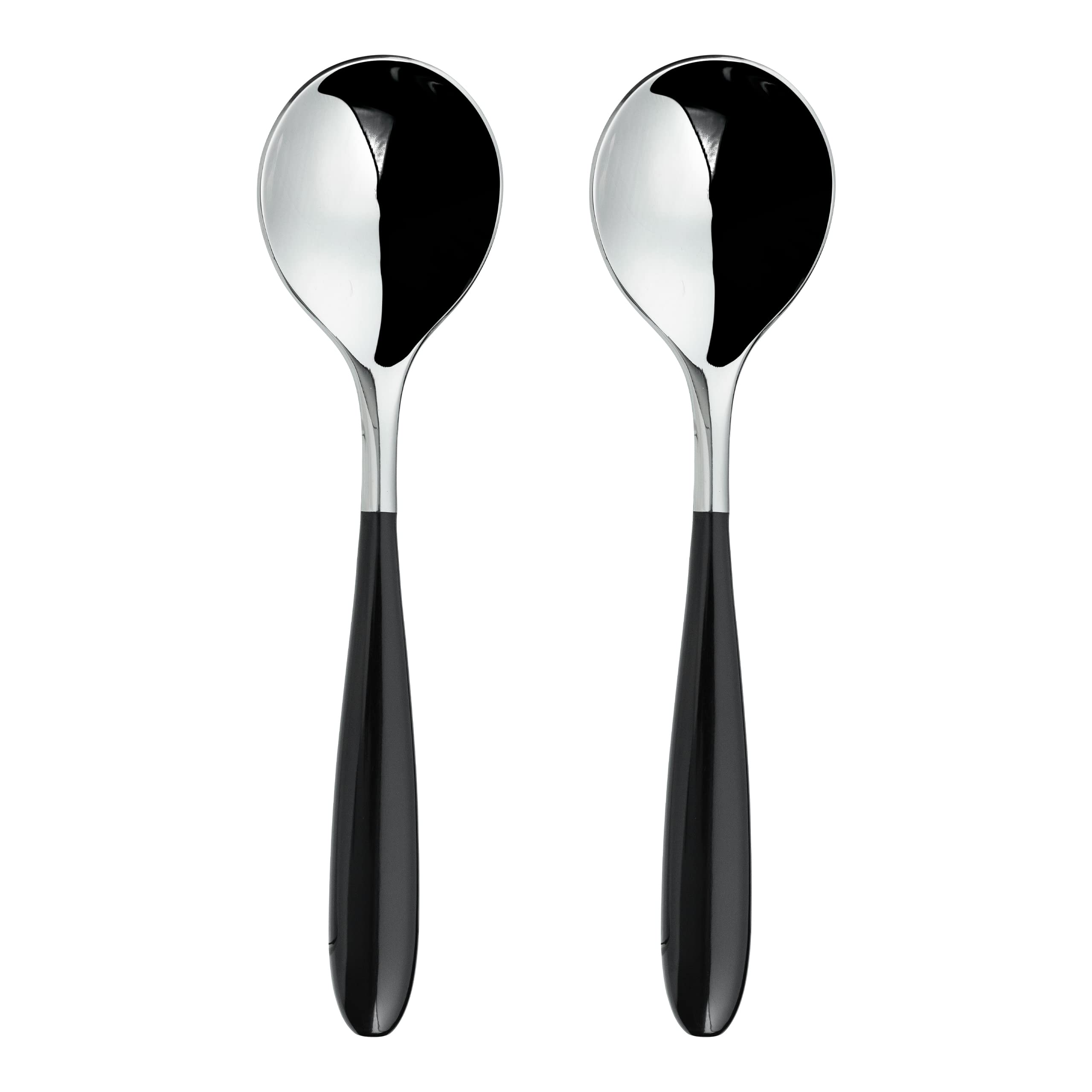 Grunwerg Yin & Yang Soup Spoons 2SUS650BK, 18/10 Stainless Steel, Set of 2, Black