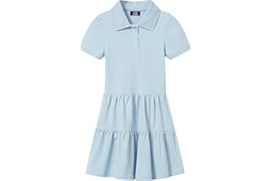 LittleSpring Girls Uniform Pique Polo Dress Short Sleeve