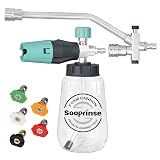 Sooprinse Pressure Washer Foam Cannon with Dual Connector Accessory, Power Washer Soap Cannon with Double Tip Attachment, 5 Power Washer Nozzle Tips, 1/4" Quick Connect, 4000 PSI