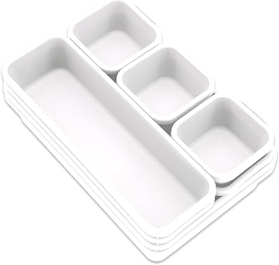 Addis 8pc Interlocking Drawer Organiser Trays White Storage Plastic